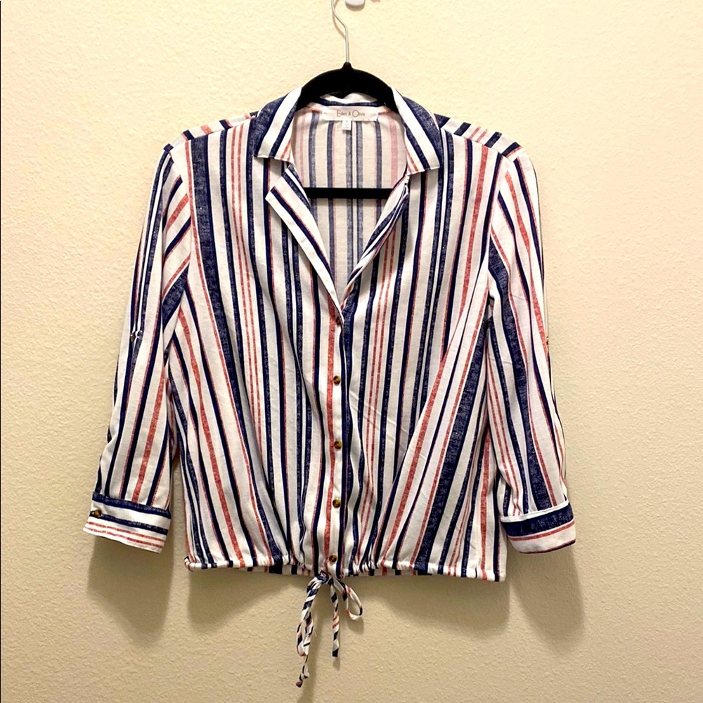 Eden and‎ Olivia red , white and blue button down top